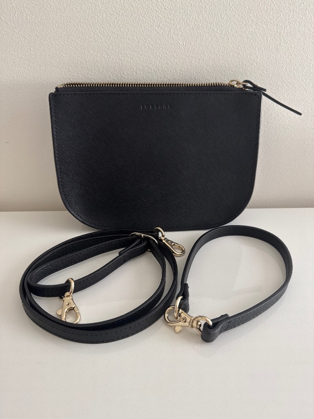 Lo & Sons - Waverley 2 Large Convertible Crossbody Bag in Black Saffiano Leather